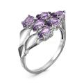 Кольцо из серебра с пл.кварцем цв.аметист родированное