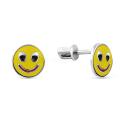 Серьги-пусеты из серебра с эмалью родированные - Смайлик