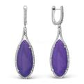 Серьги из серебра с пл.кварцем цв.аметист и фианитами родированные