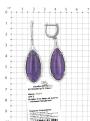 Серьги из серебра с пл.кварцем цв.аметист и фианитами родированные