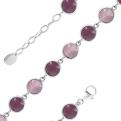 Браслет из серебра с кошачьим глазом фиолетовым родированные
