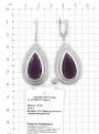 Серьги из серебра с кварцем аметист и фианитами родированные