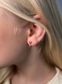 Серьги детские из серебра с эмалью и фианитами родированные - Сердечки