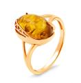 Кольцо из золочёного серебра с прес.нат.янтарём