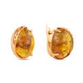 Серьги из золочёного серебра с прес.нат.янтарём