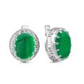 Серьги из серебра с нат.жадеитом родированные