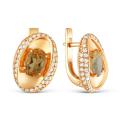 Серьги из золочёного серебра с нат. цитрином и фианитами