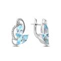Серьги из серебра с нат.топазом и фианитами родированные