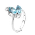 Кольцо из серебра с нат.топазом и фианитами родированное