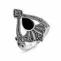 Кольцо из чернёного серебра с нат.ониксом и марказитами