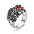 Кольцо из чернёного серебра с нат.сердоликом и марказитами