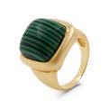 Кольцо из серебра с нат. малахитом родированное