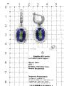 Серьги из серебра с нат.блю топазом и фианитами родированные
