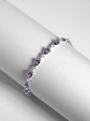 Браслет из серебра с натуральным аметистом и фианитами родированный