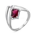 Кольцо из серебра с пл.кварцем цв.гранат родированное