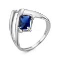 Кольцо из серебра с пл.кварцем цв.сапфир родированное