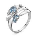 Кольцо из серебра с пл.кварцем цв.топаз и фианитами родированное