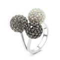 Кольцо из серебра с кристаллами Сваровски родированное