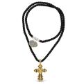 Крест из чернёного серебра с золочением (на текстильном шнурке)