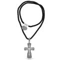 Крест из чернёного серебра (на текстильном шнурке)