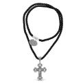 Крест из чернёного серебра (на текстильном шнурке)