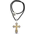 Крест из чернёного серебра с золочением (на текстильном шнурке)