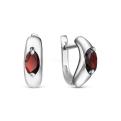 Серьги из серебра с нат. гранатом родированные