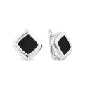 Серьги из серебра с чёрным ониксом родированные