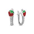 Серьги детские из серебра с эмалью и фианитами родированные - Клубнички