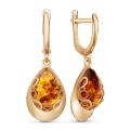 Серьги из золочёного серебра с нат.прес.янтарём