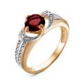 Кольцо из золочёного серебра с нат.гранатом и фианитами