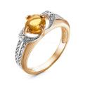 Кольцо из золоченого серебра с нат.цитрином и фианитами
