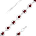 Браслет из серебра с пл.кварцем цв.гранат и фианитами родированный