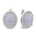 Серьги из серебра с кварцем гт и фианитами родированные