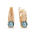 Серьги из золочёного серебра с синт.аквамарином