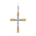 Крест из родированного серебра с позолотой - 4 см