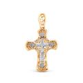 Крест из золочёного серебра с родированием - 3 см