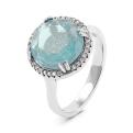 Кольцо из серебра с пл.кварцем цв.топаз и фианитами родированное