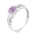 Кольцо из серебра с нат.аметистом родированное