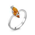Кольцо из серебра с нат.прес.янтарём родированное