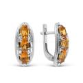 Серьги из серебра с нат.цитрином и фианитами родированные