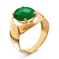 Кольцо из золочёного серебра с пл.кварцем цв.зелёный агат