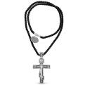 Крест из чернёного серебра (на текстильном шнурке)