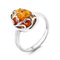 Кольцо из серебра с прес.нат.янтарём родированное