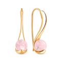 Серьги из золочёного серебра с нат.розовым кварцем