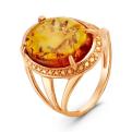 Кольцо из золочёного серебра с прес.нат.янтарём