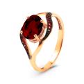 Кольцо из золочёного серебра с нат.гранатом и фианитами