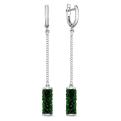 Серьги из серебра с зелёными кристаллами Swarovski родированные