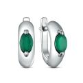 Серьги из серебра с зеленым агатом родированные
