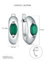 Серьги из серебра с зеленым агатом родированные